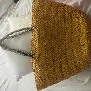 Stylish Tan Woven Tote Bag